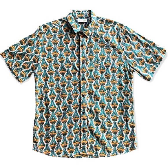 Raga Man Short Sleeve All Over Floral Print Button Up Men’s Size Large - Picture 1 of 4